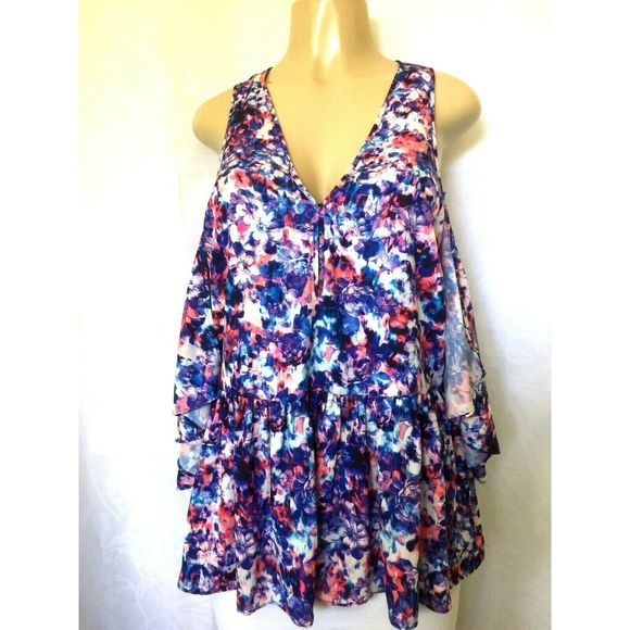 Rebecca Minkoff Gabby Cold Shoulder Top Blouse L - Picture 4 of 6